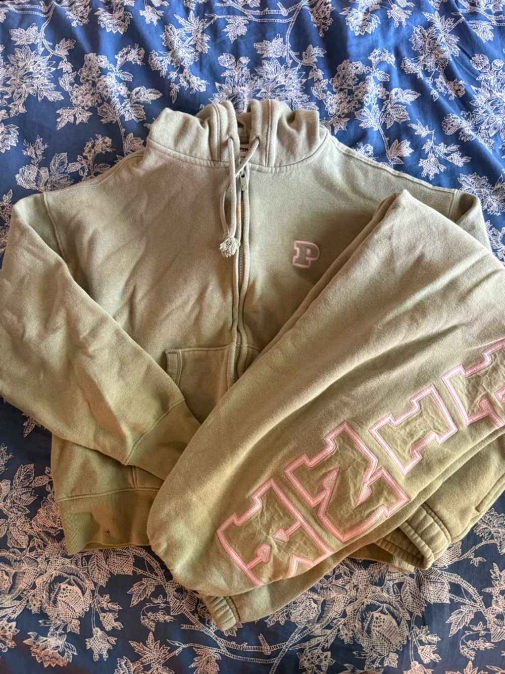 PINK Victoria's Secret Sage Green Drawstring Hoodie and Sweatpants Set